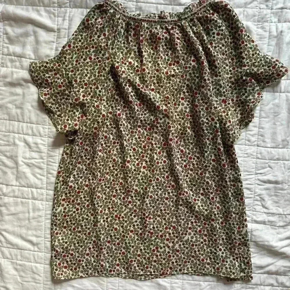 Cottagecore boho floral ruffle delicate chiffon slouchy blouse women's large - Picture 5 of 7
